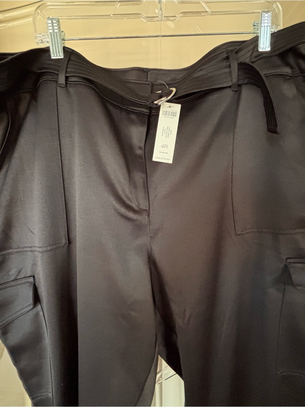 Chico's NWT Women’s Black Satin Cargo Pants